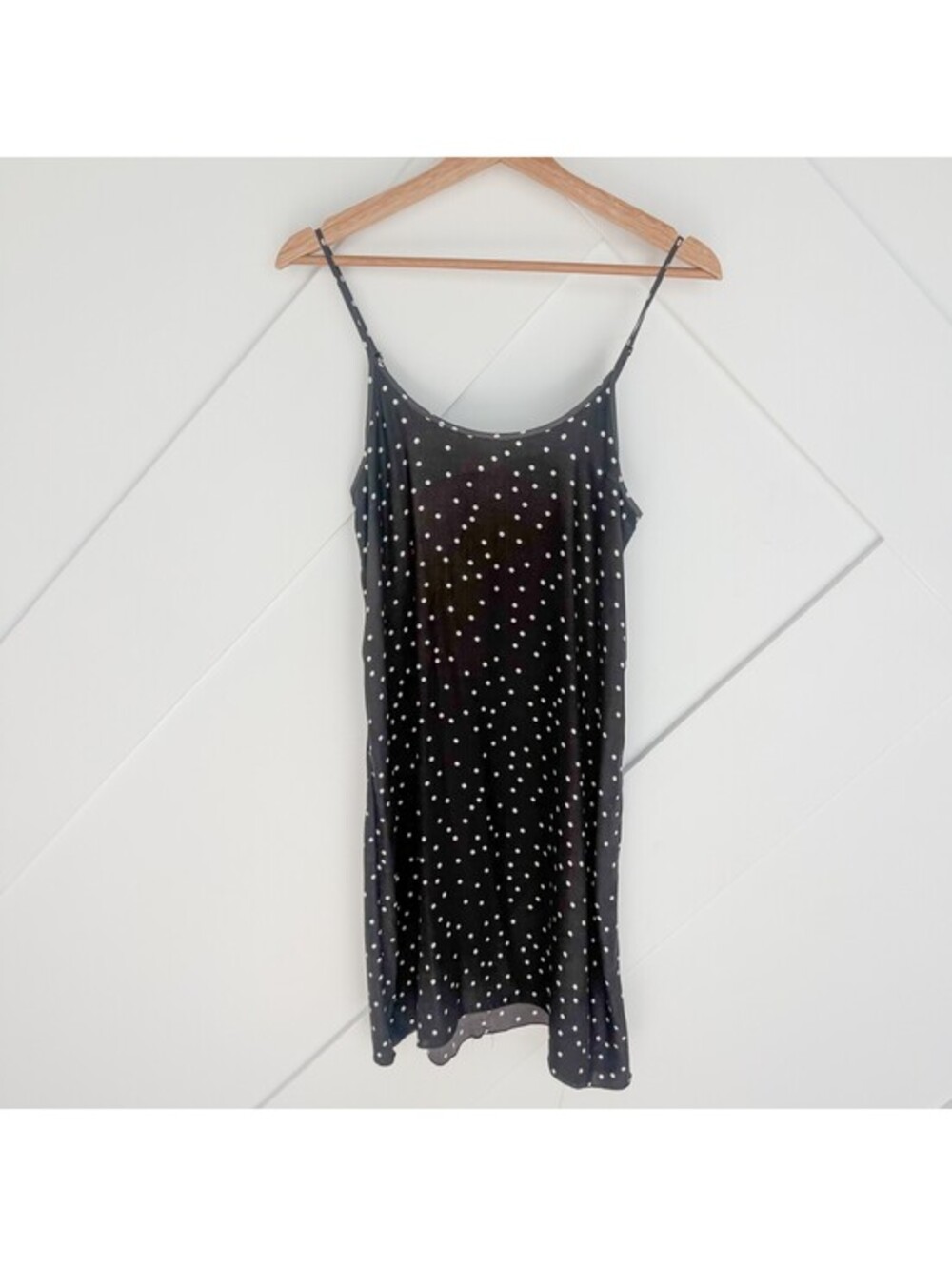 ATM Black Silk Polka Dot Slip Dress 90s 100% Silk XS